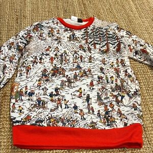 Where’s Waldo Red and White Graphic Sweater. Medium. Worn once